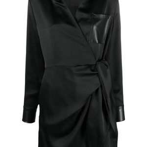 DKNY Black Satin Wrap Dress